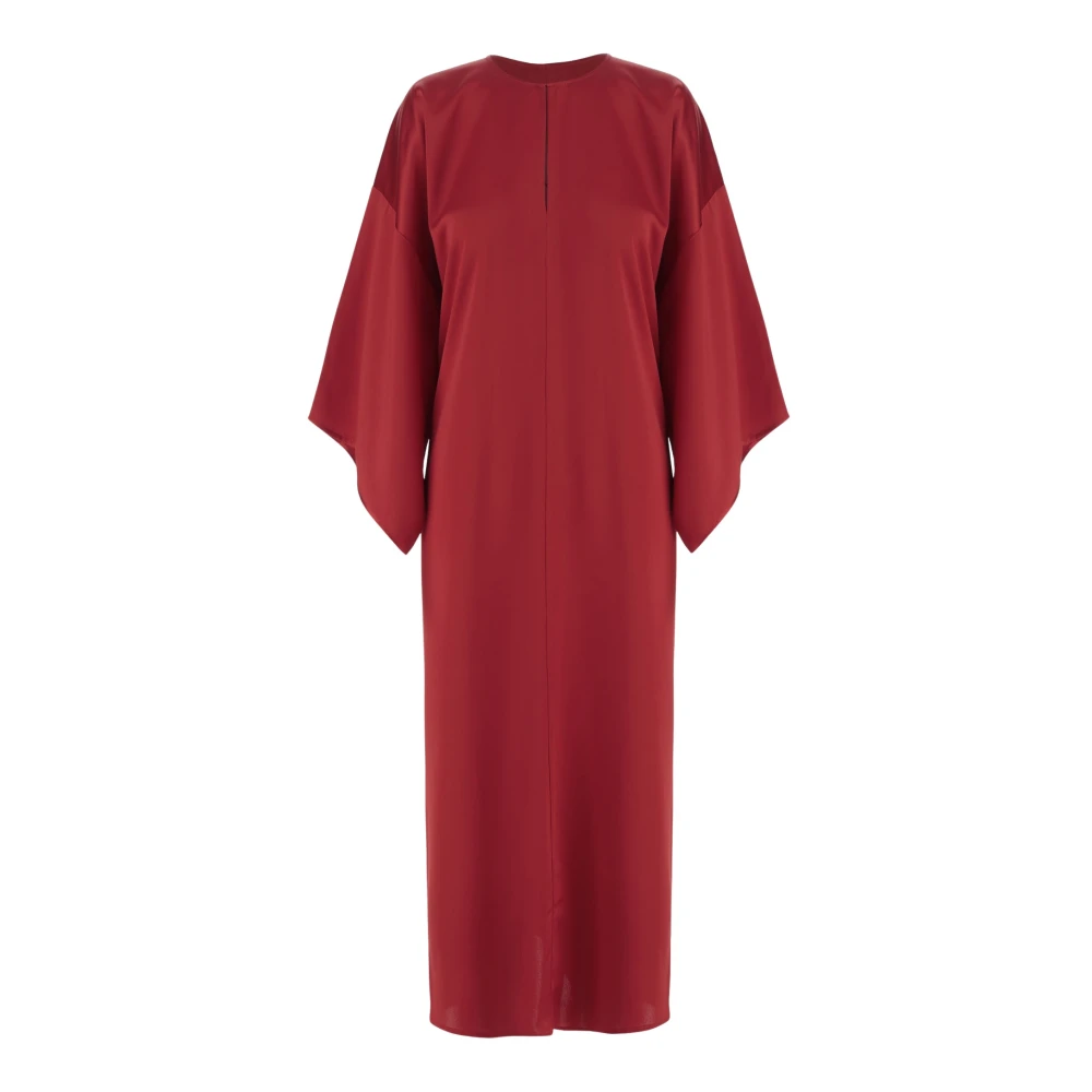 By Malene Birger Rode Satijnen Crew Neck Jurk By Herenne Birger Red Dames