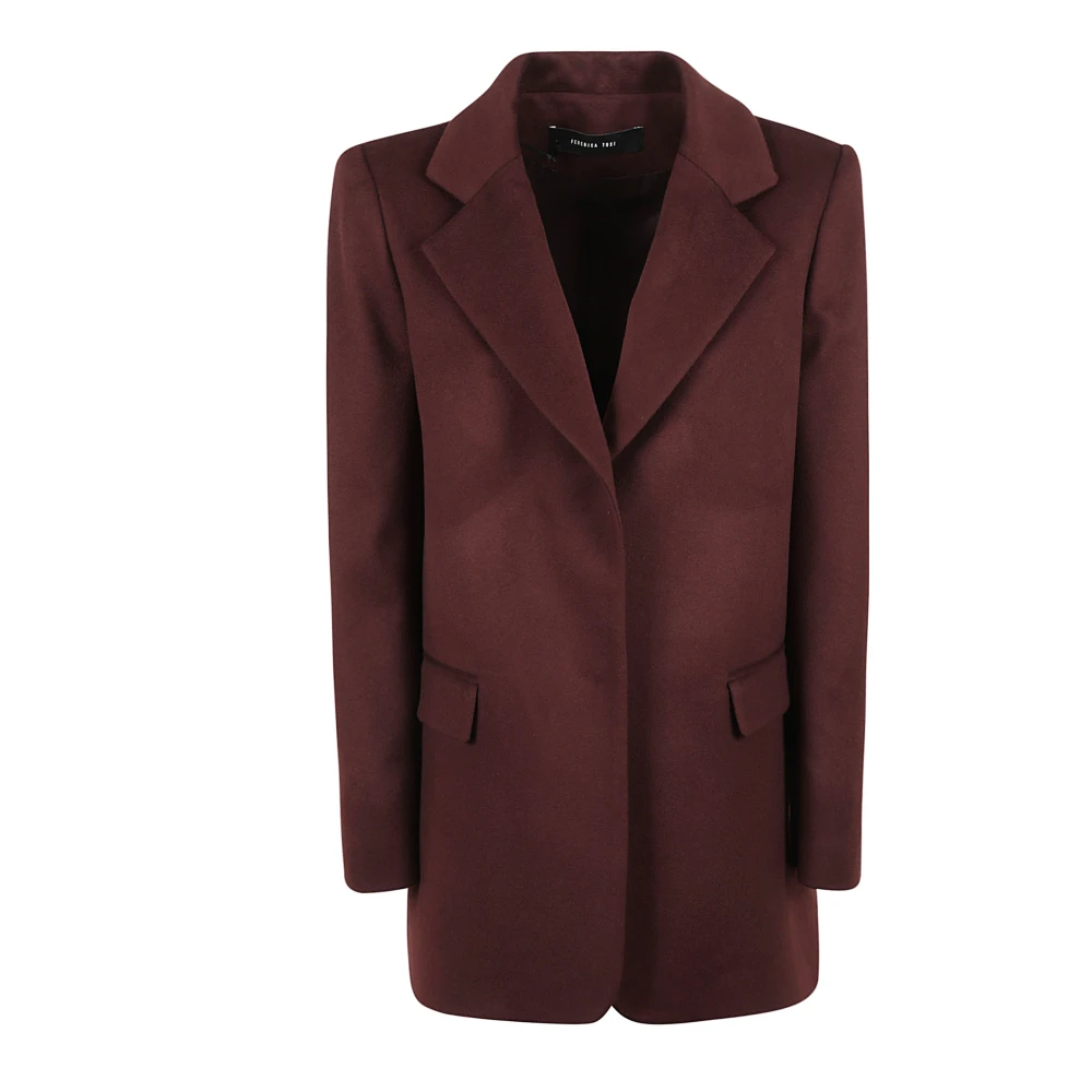 Federica Tosi Bordeaux Wol-Kasjmier Jas Aw24 Brown Dames