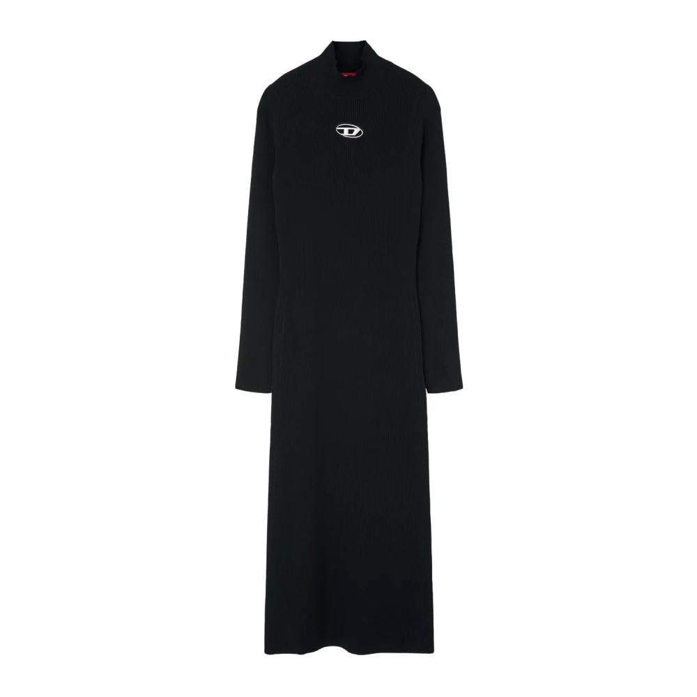 Diesel Zwarte Geribbelde Stretch Jurk Black Dames