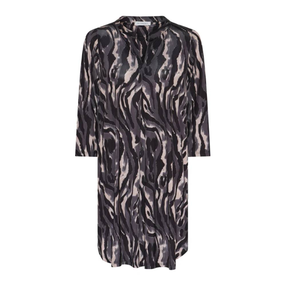 IN Front Grijze Tuniek met 3 4 Mouwen en Ruchedetails Gray Dames
