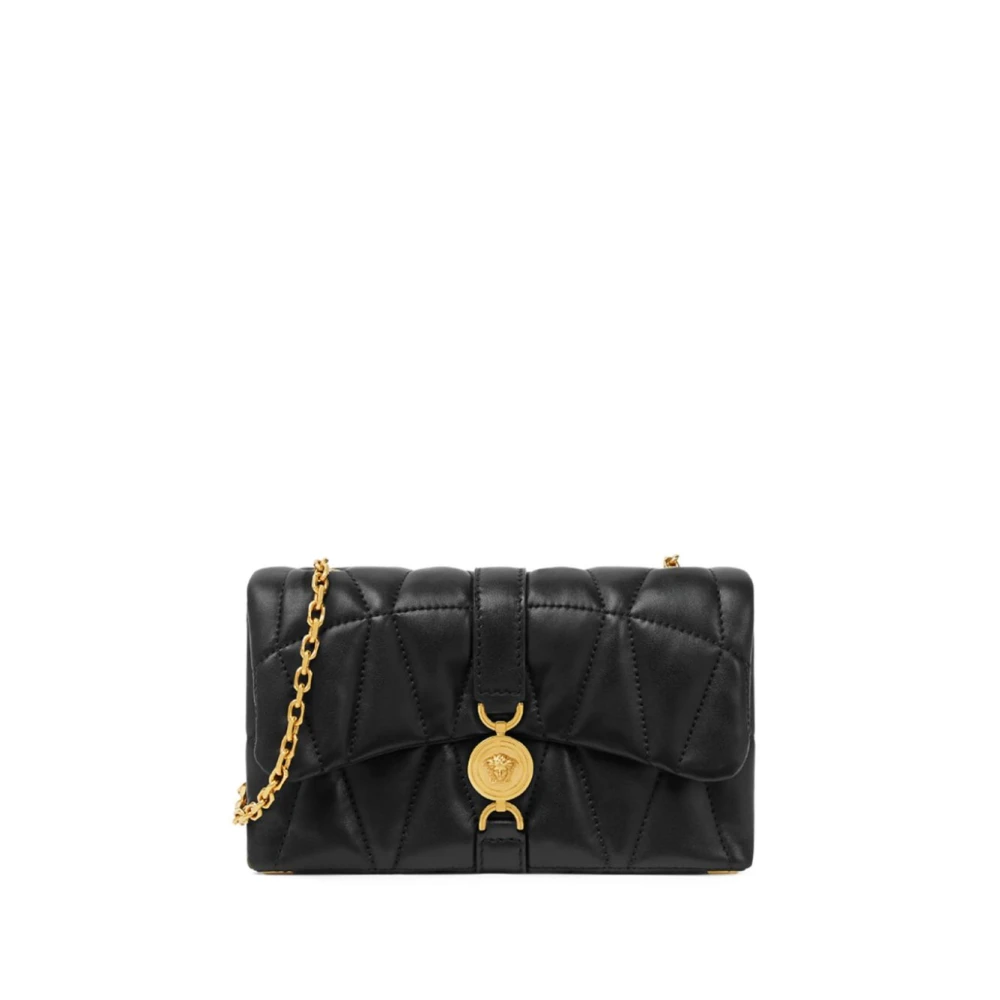 Versace Stijlvolle schoudertas voor dames in zwart en goud Black Dames