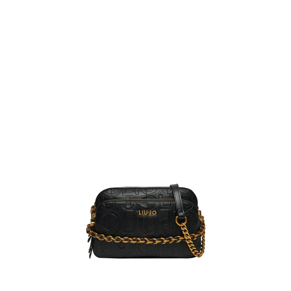 Liu Jo Zwarte schoudertas met gouden details Black Dames