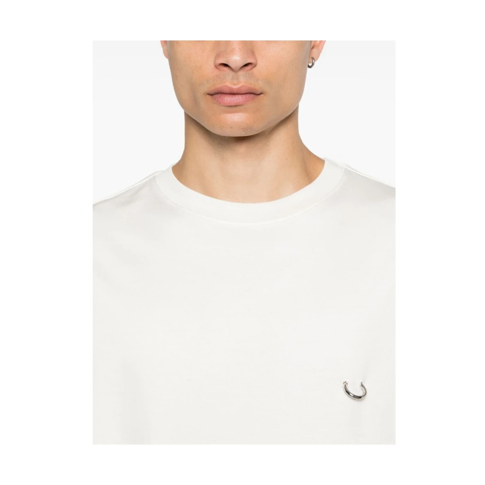 Mugler Off-White Jersey T-shirt met Piercing Detail White Heren