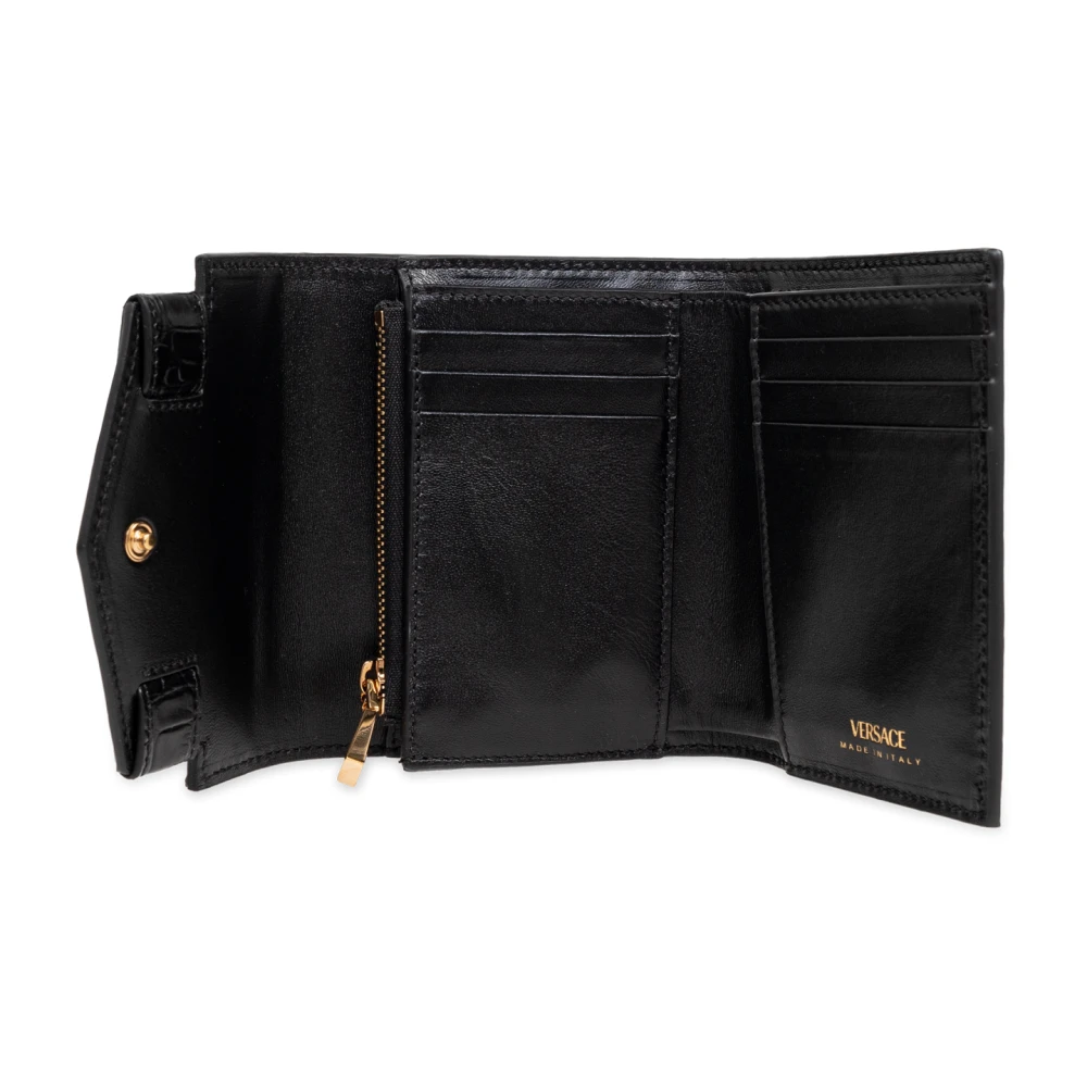Versace Leren portemonnee Black Dames