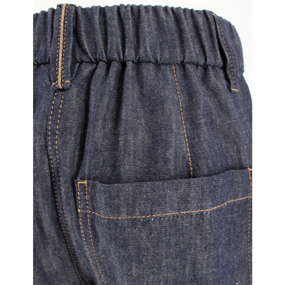 BRUNELLO CUCINELLI Klassieke Denimstijl Elastische Taillebroek Blue Dames