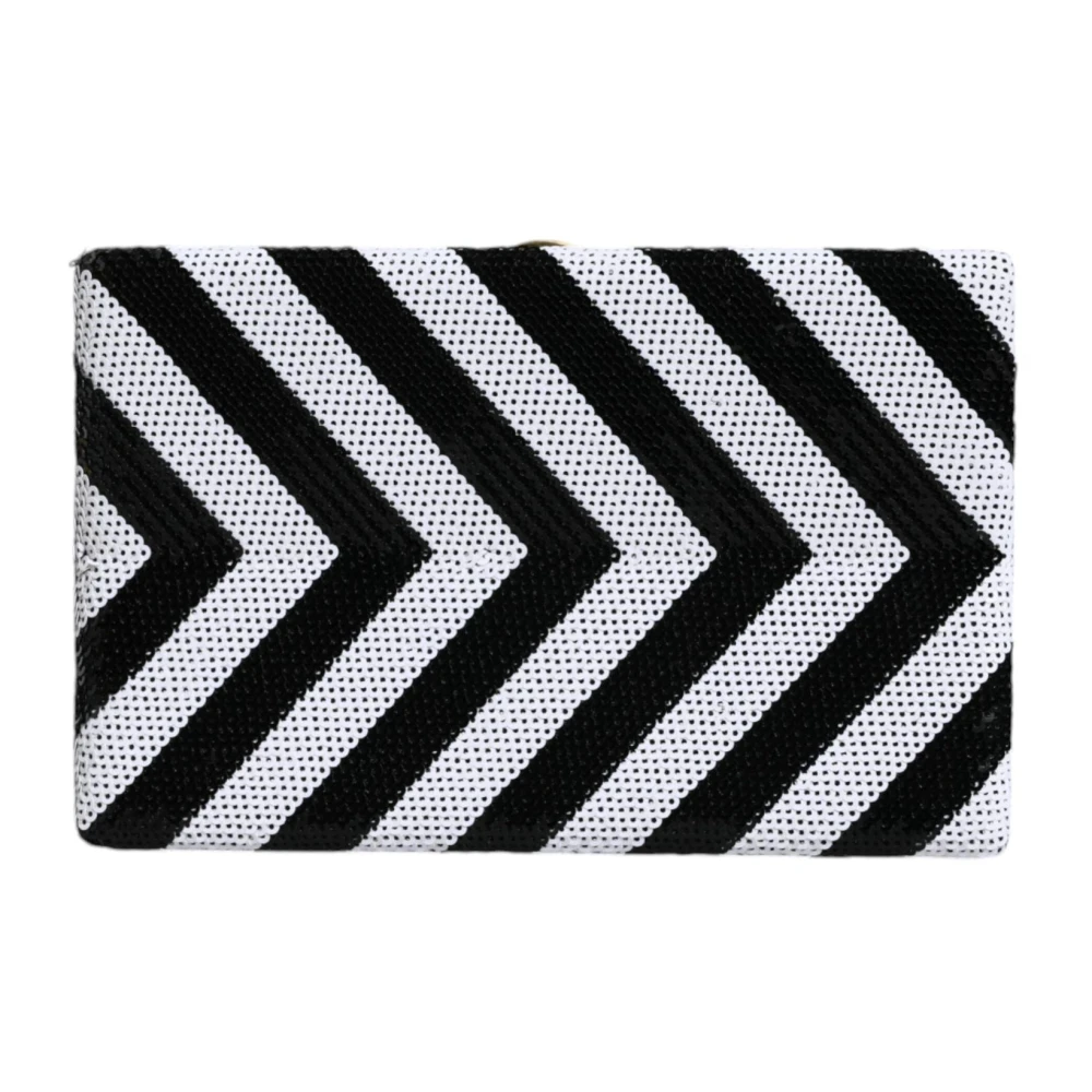 Dolce & Gabbana , Clutches, Female, White, One Size, Black And White Frame Clutch With Gold Detailing