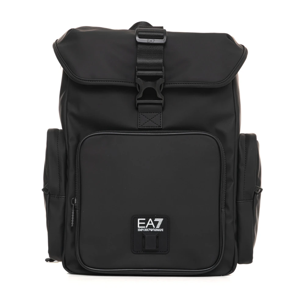 Emporio Armani EA7 Stijlvolle Rugzak met Meerdere Zakken Black Heren