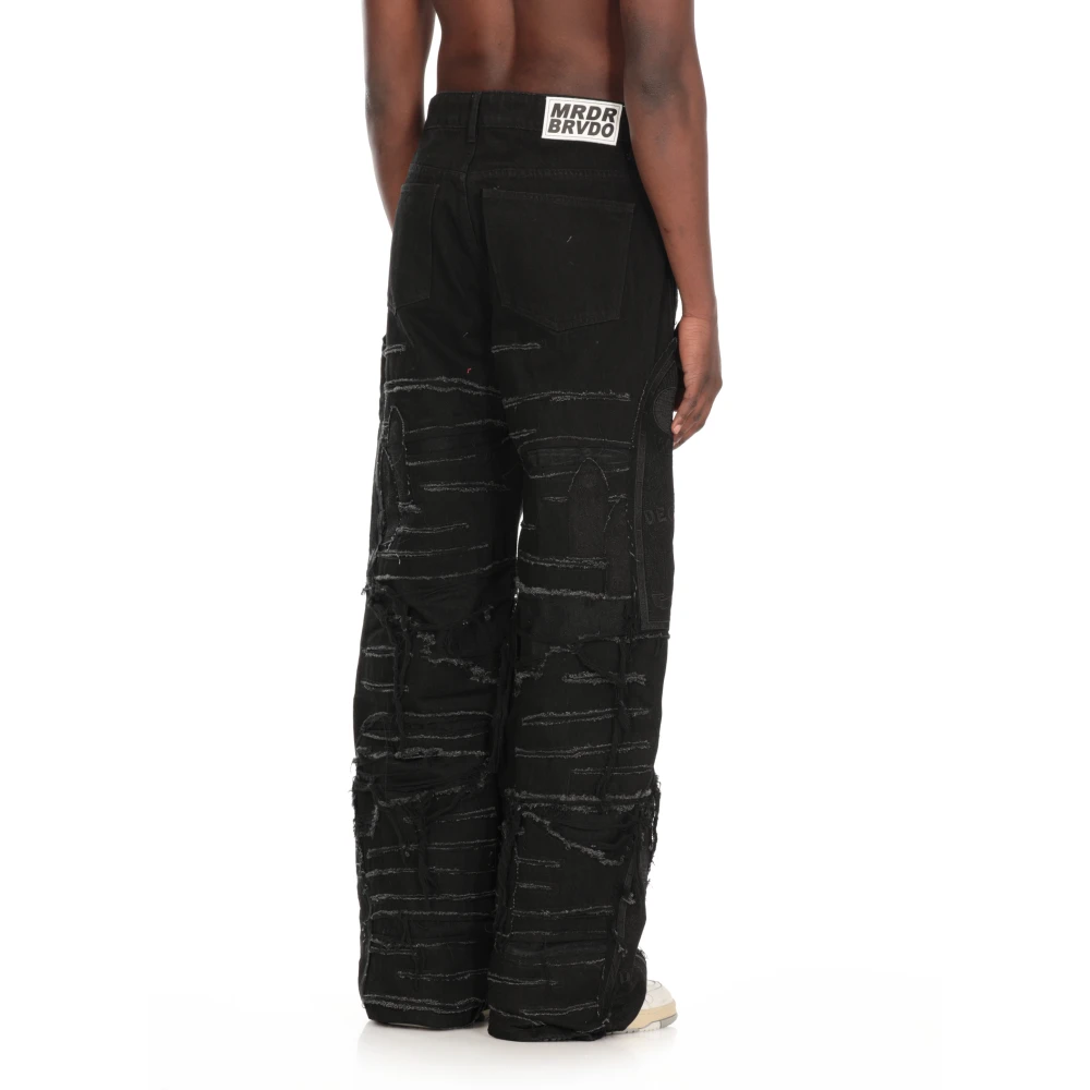 Who Decides War Zwarte Katoenen Jeans met Borduursels Black Heren