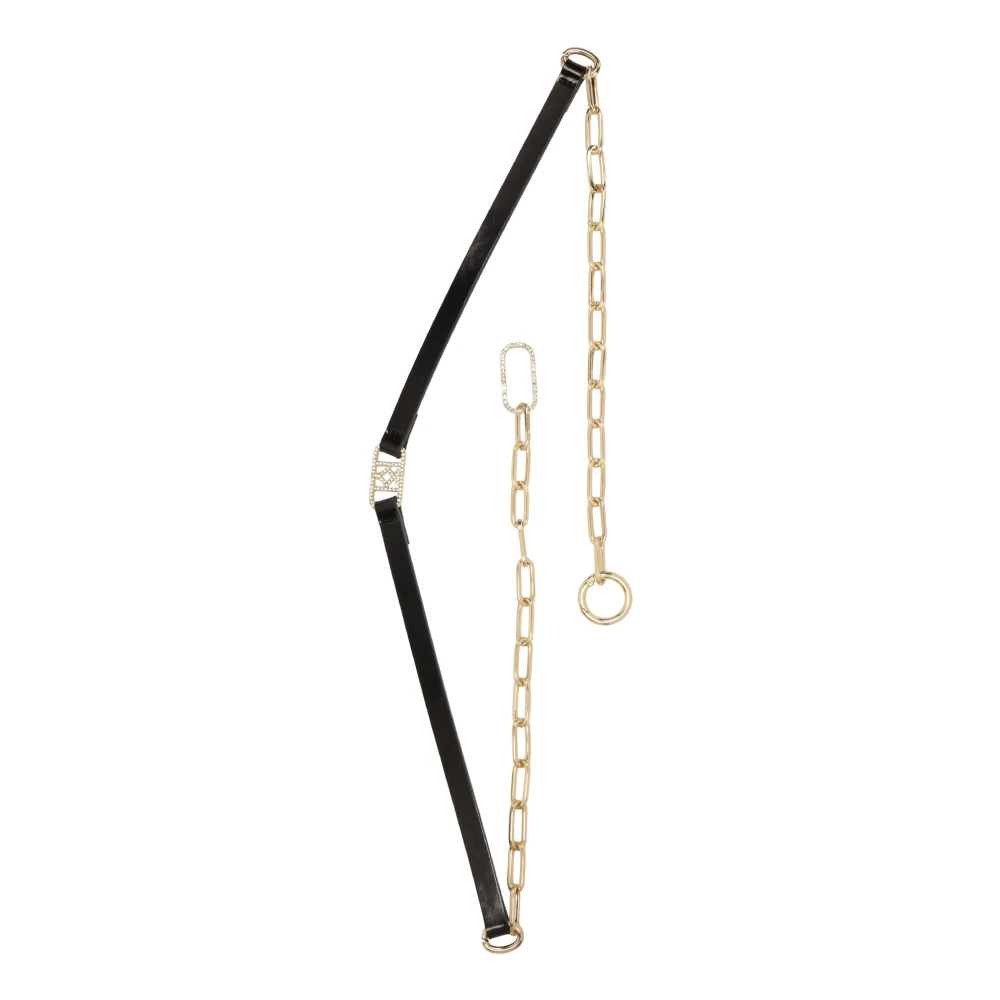 Kazar Smalle zwarte riem met gouden ketting Black Dames