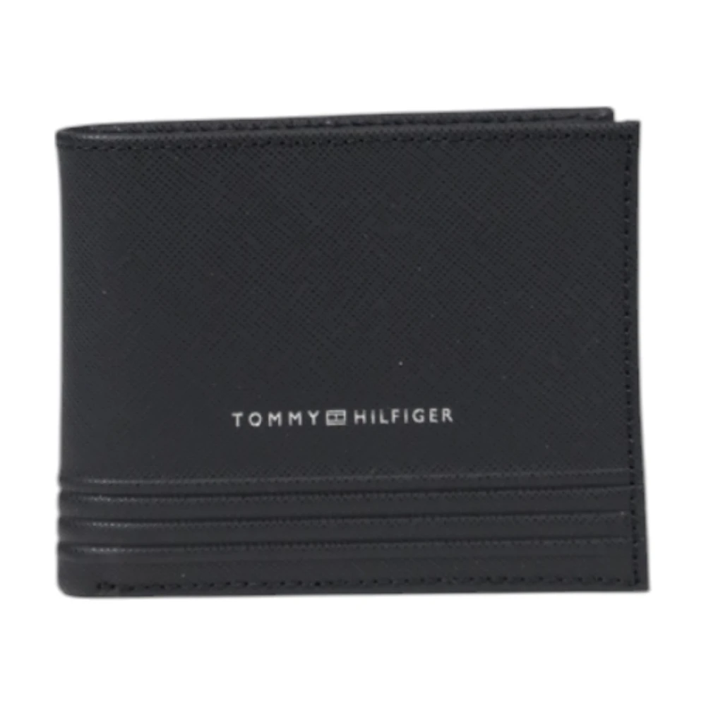 Tommy Hilfiger Klassieke Leren Portemonnee met Zakken Black Heren