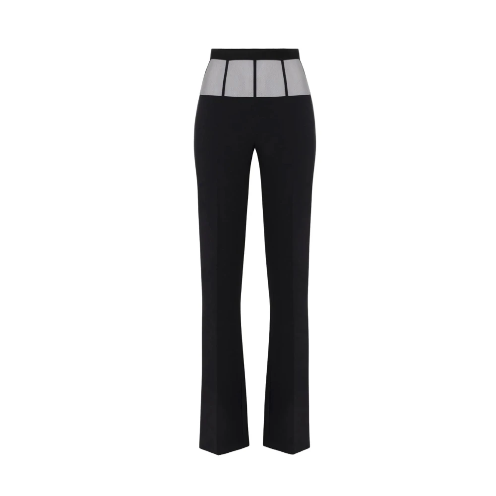 Elisabetta Franchi Zwarte Tule Inzet Jurk met Logo Black Dames