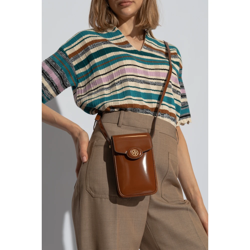 TORY BURCH Telefoonhoesje aan een band 'Robinson' Brown Dames