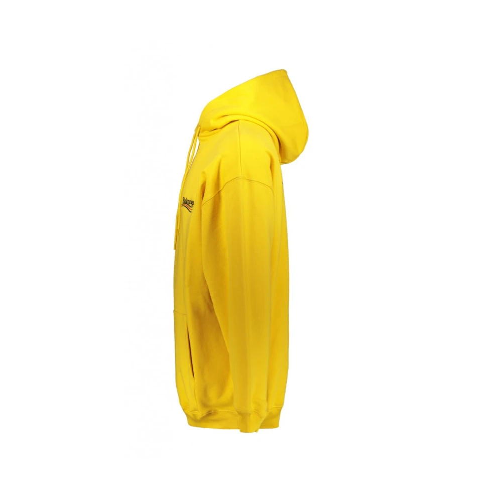Balenciaga Logo Print Katoenen Hoodie Yellow Dames