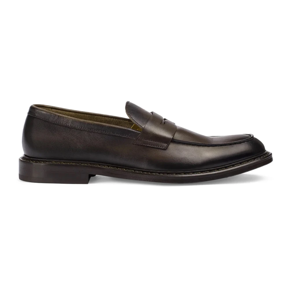 Doucal's Men's Brown Loafers, 9 Uk, Mocassino Penny Nappato