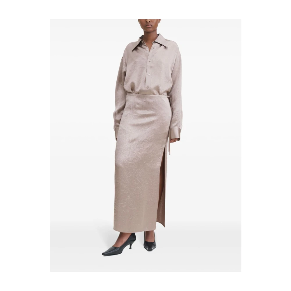 Filippa K Beige Satijnen Rok met Zijsplit Beige Dames