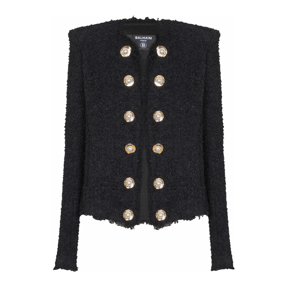 Balmain Women's Black Edge-To-Edge Tweed Jacket - Tweed Jackets - M - Jackets