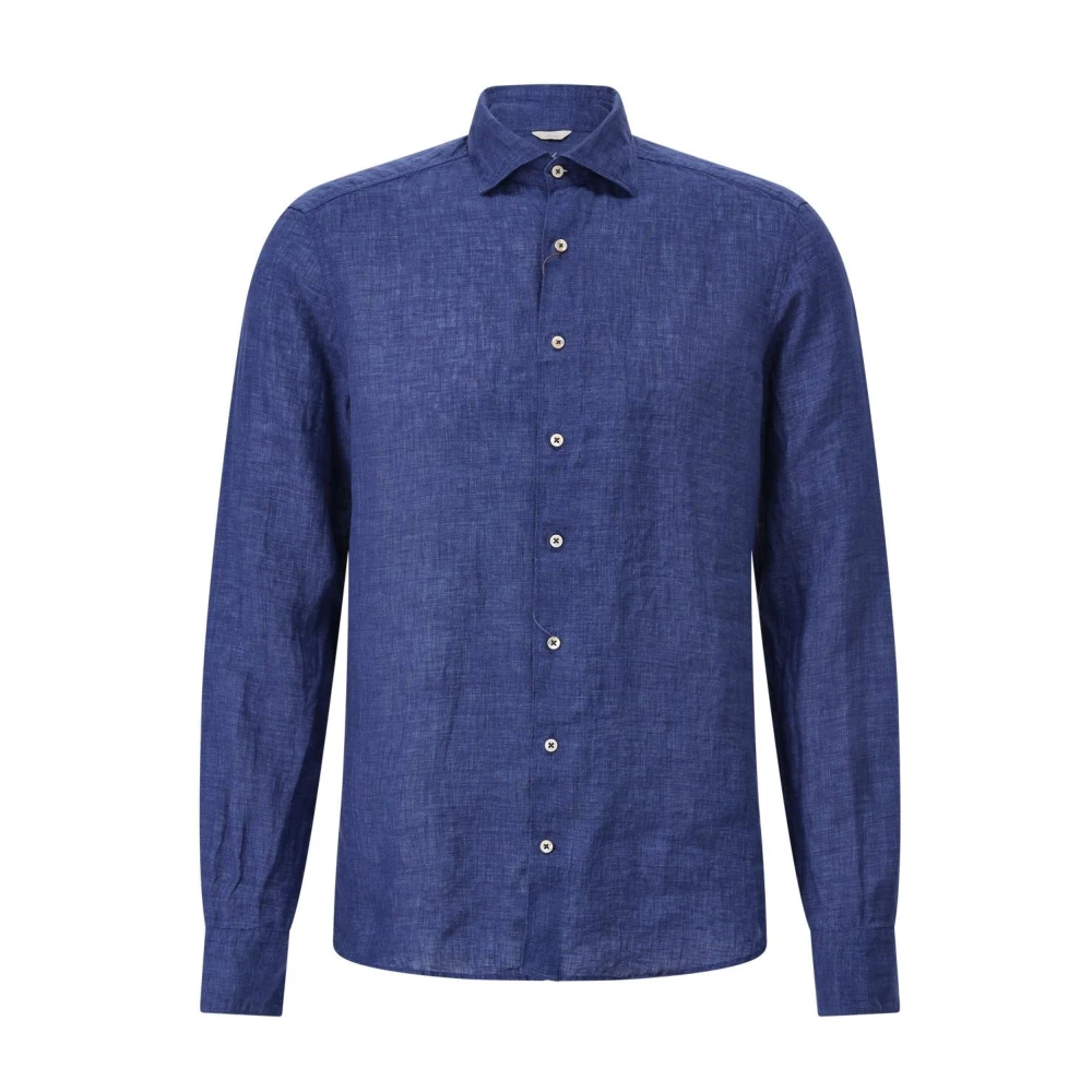 Stenströms Mannelijk Blauw Overhemden Heren, 2XL, Linnen, Linnen Overhemd Klassieke Stijl