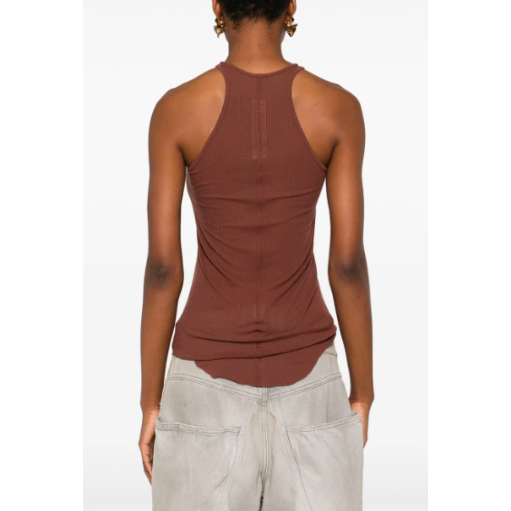 Rick Owens Geribbelde Tanktop Brown Dames