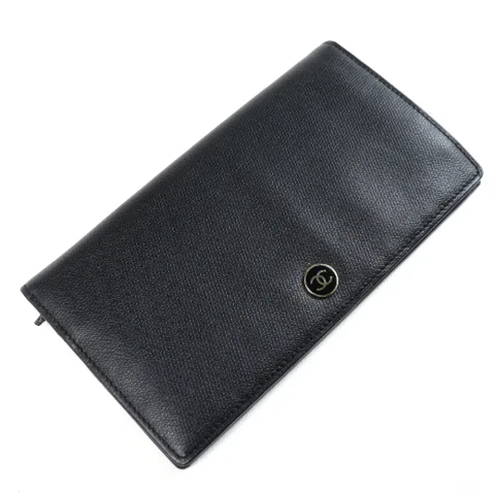 Chanel Vintage Pre-owned Leather wallets Black Dames