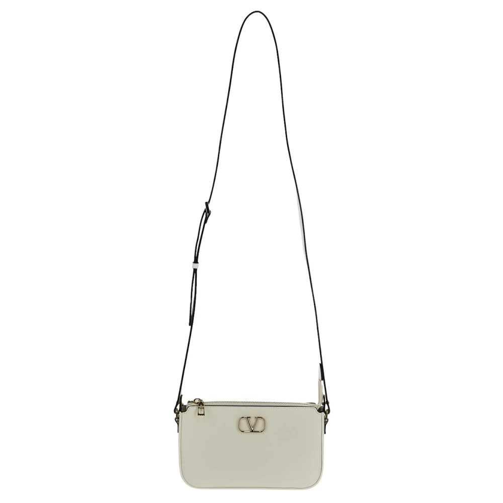Valentino Garavani Leren Logo Tas Beige Dames