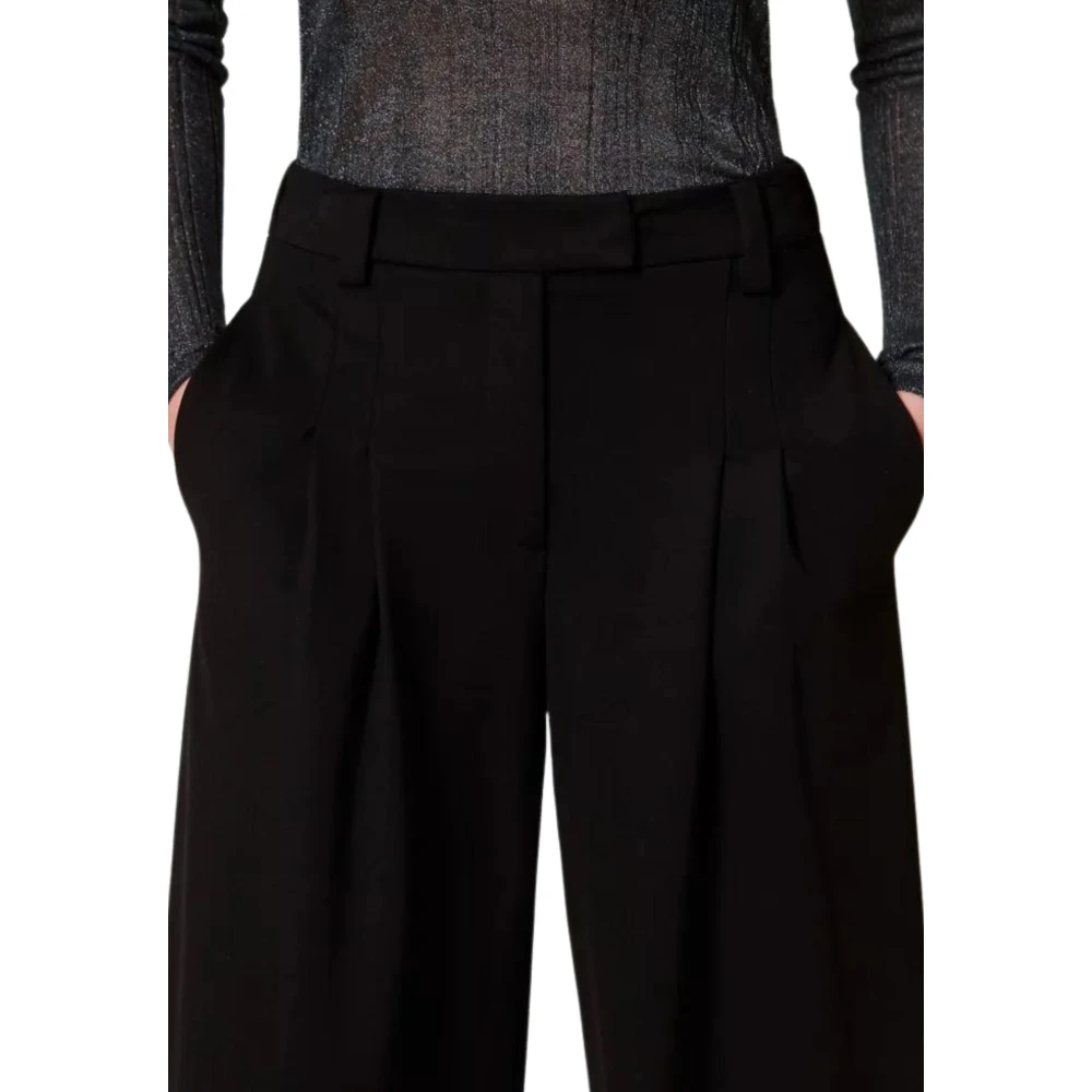 Twinset Zwarte Cropped Milano Broek Black Dames