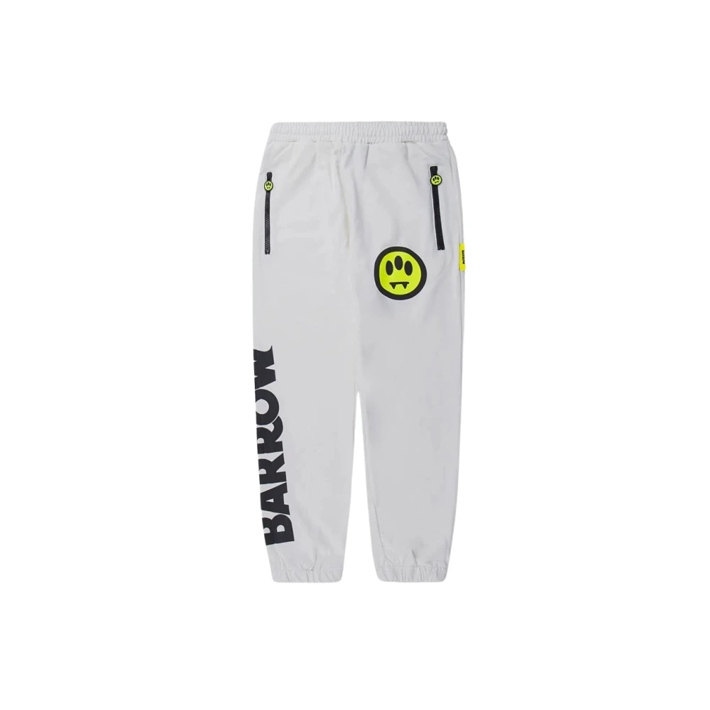 Barrow Witte katoenen trainingsbroek met logo White Heren