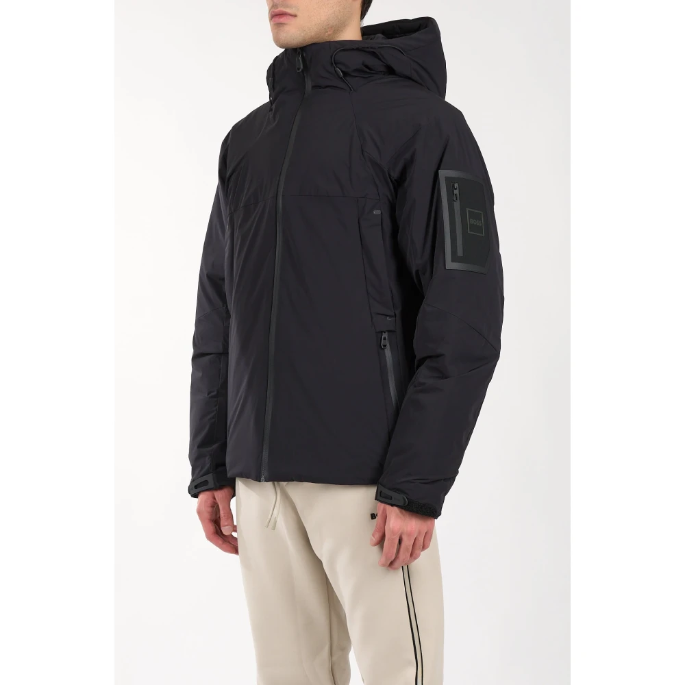 Hugo Boss Waterafstotende Pufferjas met capuchon Black Heren