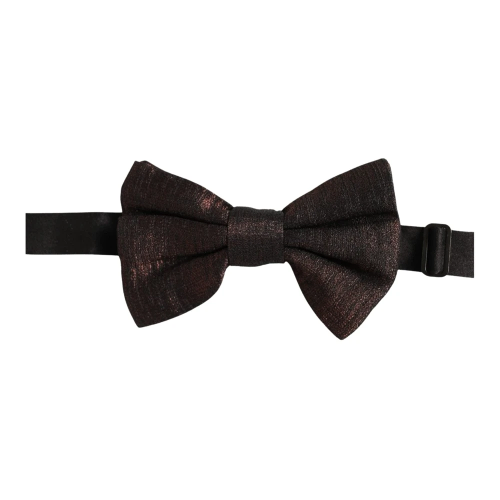 Dolce & Gabbana Men Brown 100% Silk Adjustable Neck Papillon Bow Tie - Image 2
