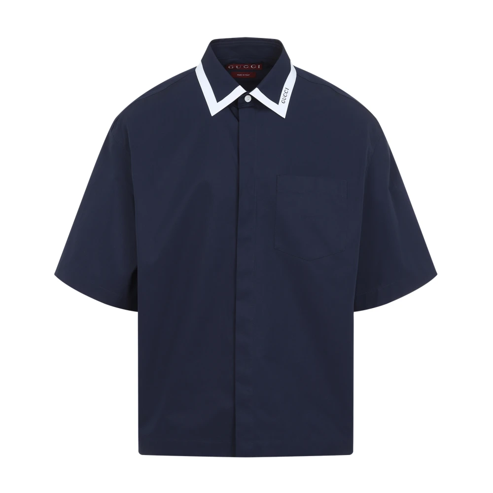 Gucci Blauw Overhemd voor Mannen Stijlvol Ss25 Blue Heren