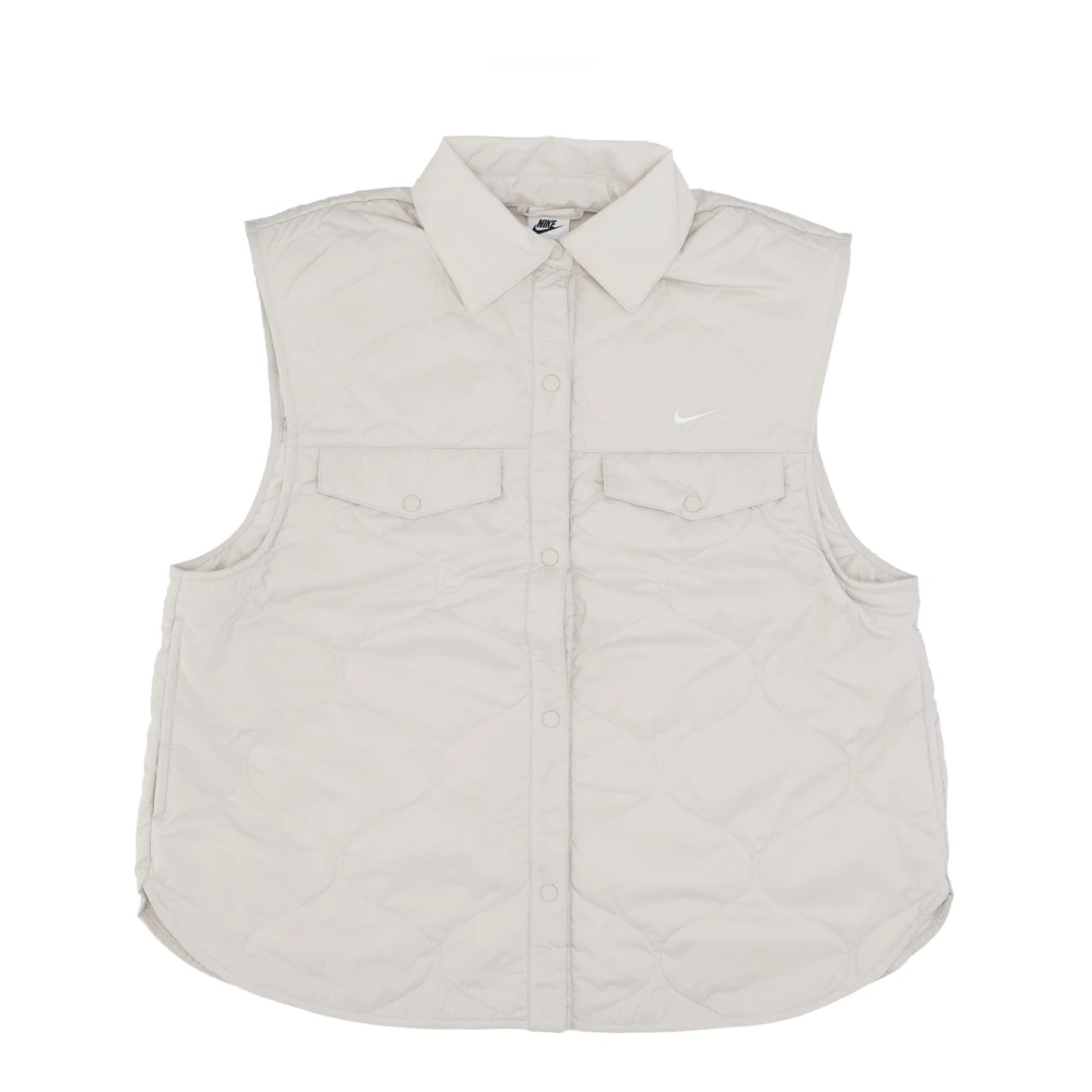 Nike Women's Gray Waistcoats, M, Quilted Sleeveless Sportswear Essentials Vest