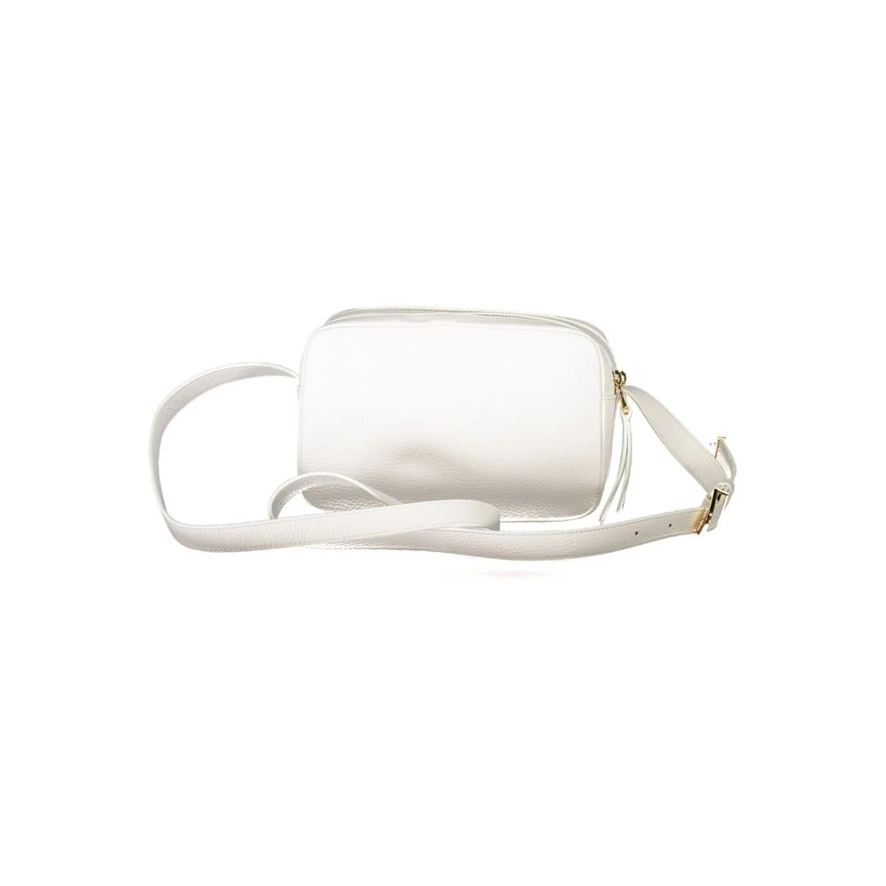 Coccinelle Witte leren schoudertas met verstelbare band White Dames