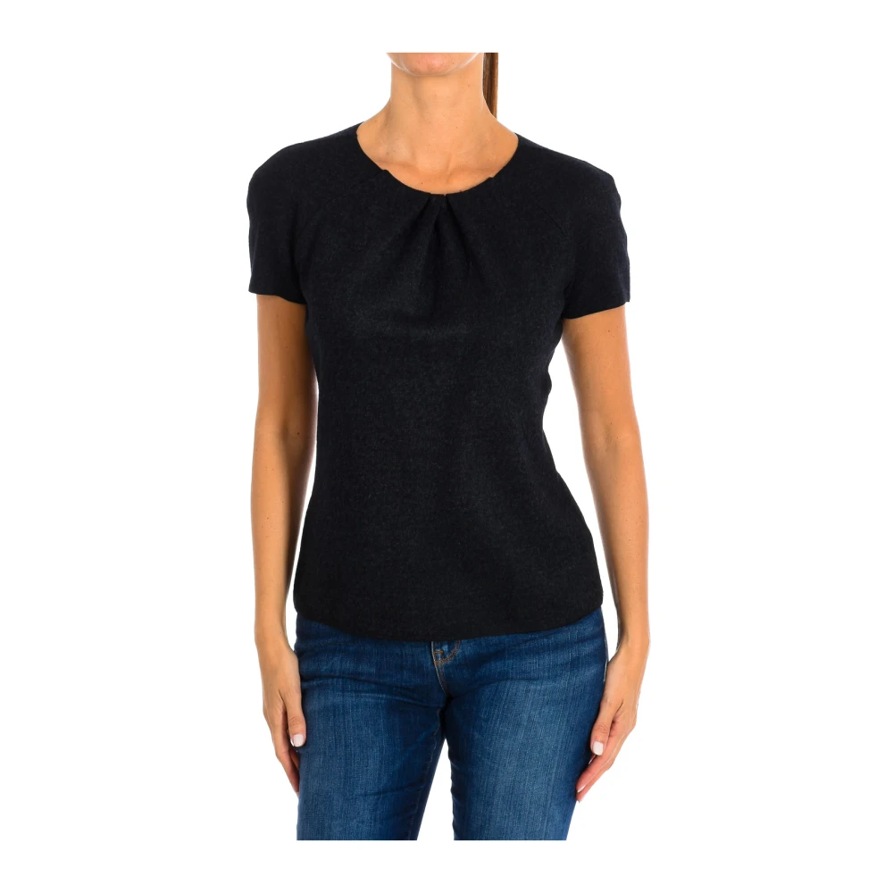 Emporio Armani Korte mouw ronde hals top Black Dames