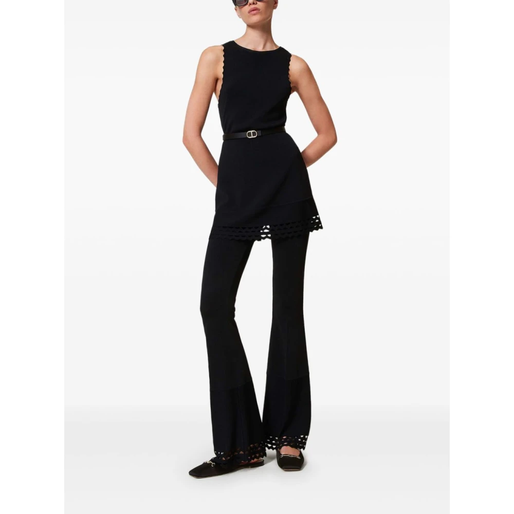Twinset Zwarte broek met geschulpte rand Black Dames