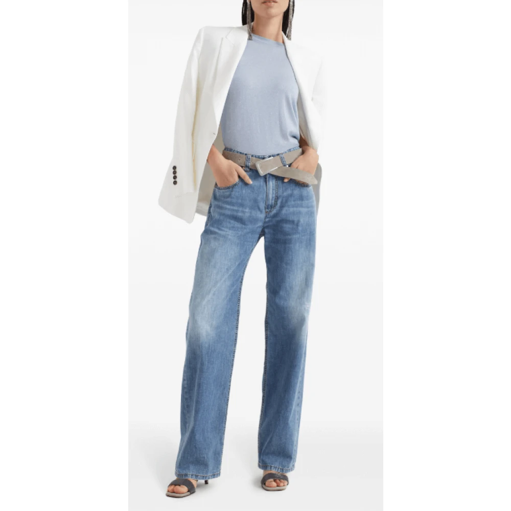 Khaite Lichtblauwe High-Waisted Denim Jeans Blue Dames