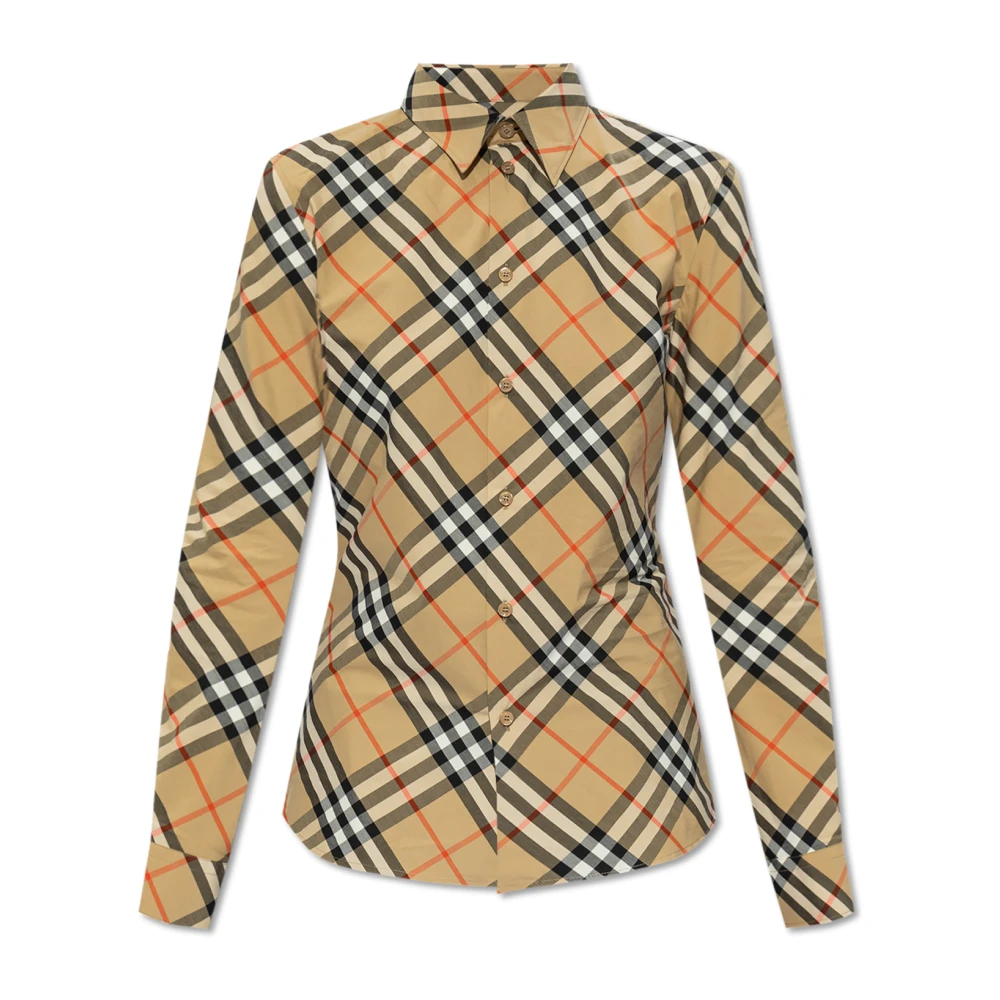 Burberry Skjorta med skräddarsyddt rutigt mönster Beige, Dam