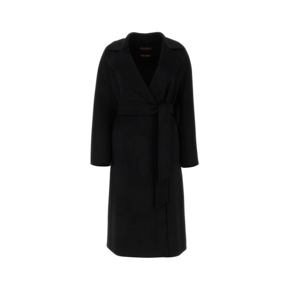 Max Mara Zwarte Ceintuur Wollen Jas Buitenkleding Black Dames