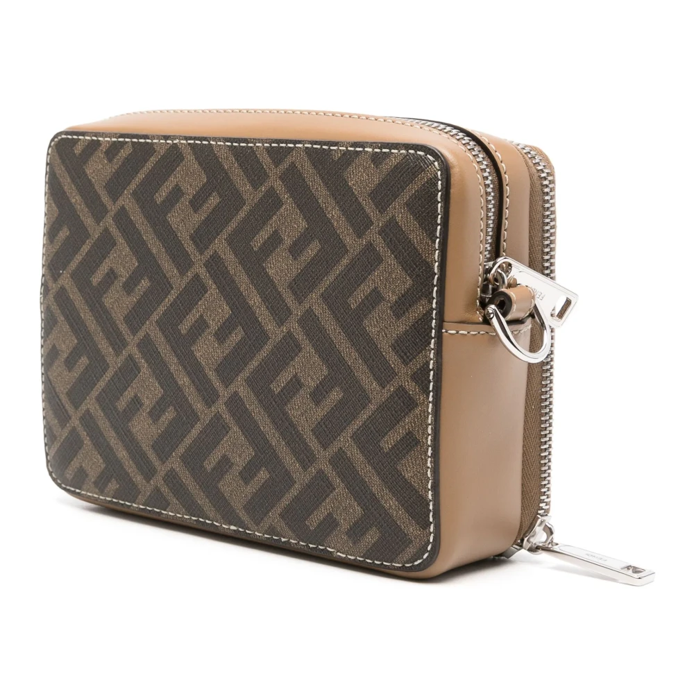 Fendi Beige Leren Schoudertas met FF Appliqué Beige Heren