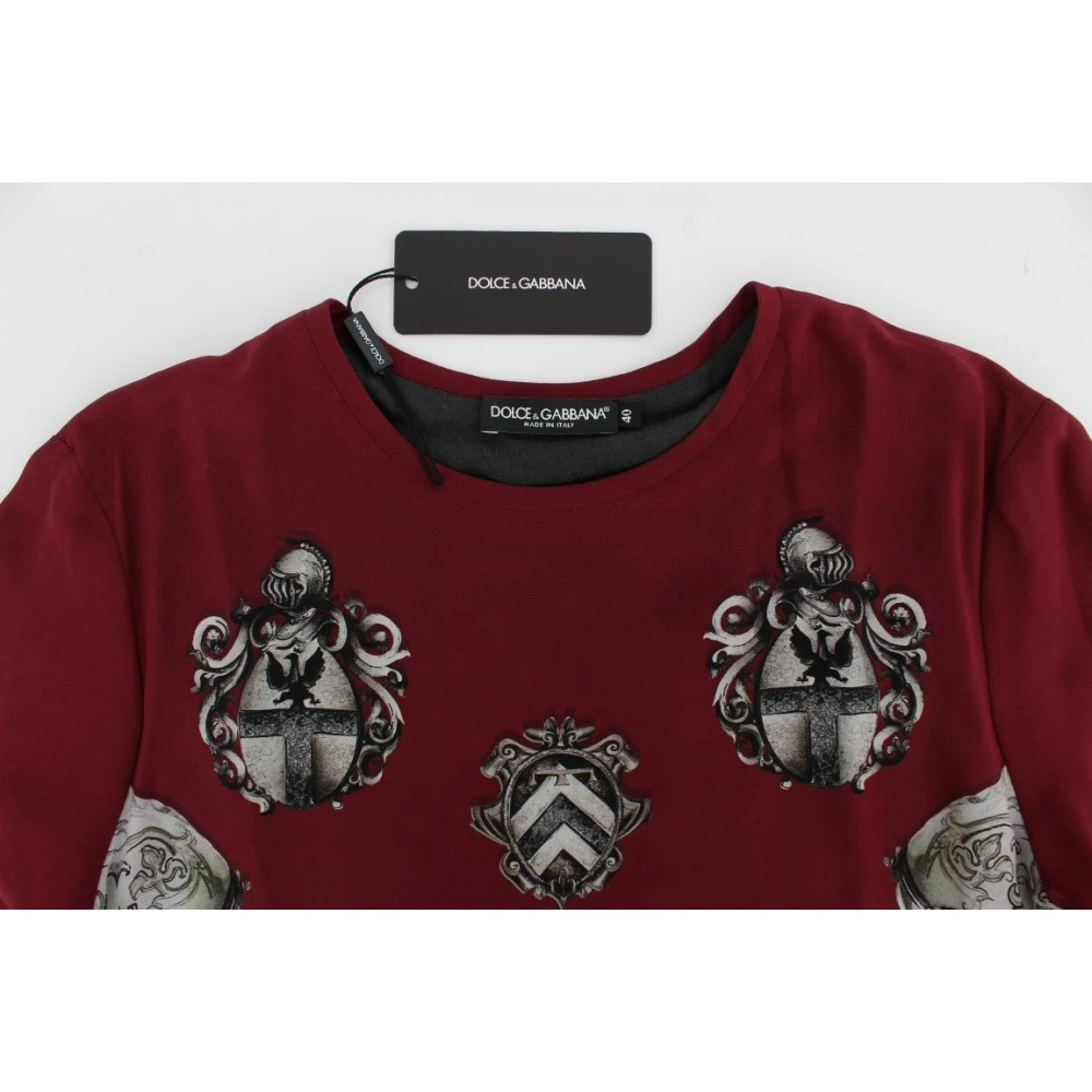 Dolce & Gabbana Middeleeuwse Knight Print Zijden Blouse Red Dames