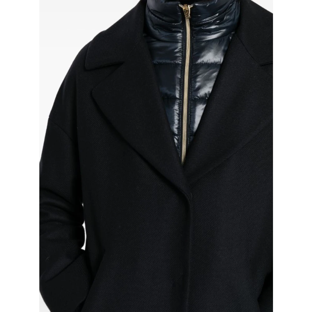 Herno Navy Lang Jas Blue Dames