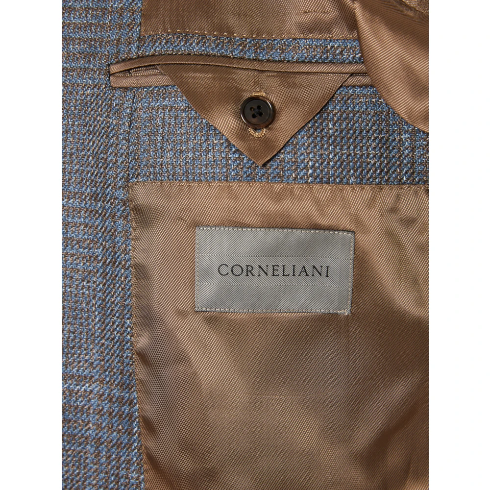 Corneliani Luxe Wol Zijde Linnen Jas Blue Heren