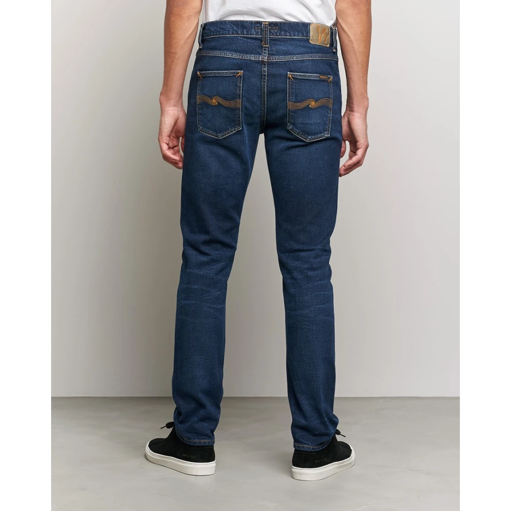 Nudie Jeans Slim Fit Organische Denim Jeans met Versleten Details Blue Heren