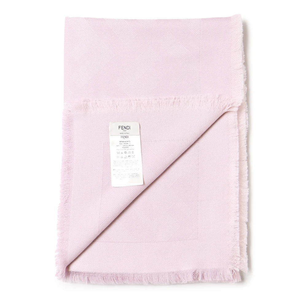 Fendi Roze Wol Kasjmier Sjaal met FF Print Pink Dames