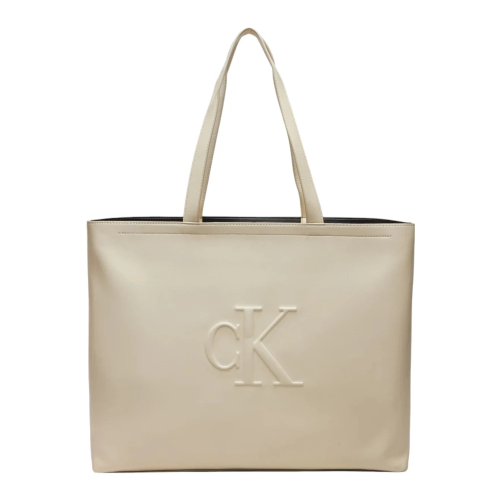 Calvin Klein Witte Rits Tas met Binnen Zakken White Dames