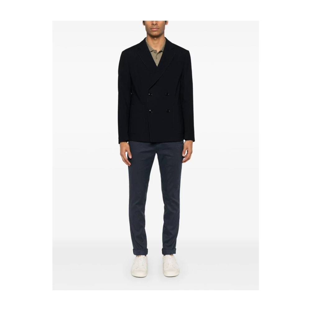 Hugo Boss Blauw dubbelrijige jas met zakken Blue Heren