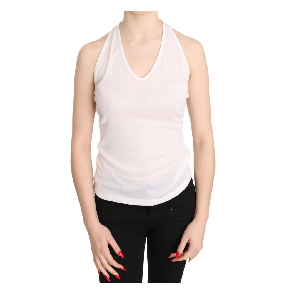 Gianfranco Ferré Elegant White Neckholder Top - Female - Sleeveless Tops - White - 2XS - Tops