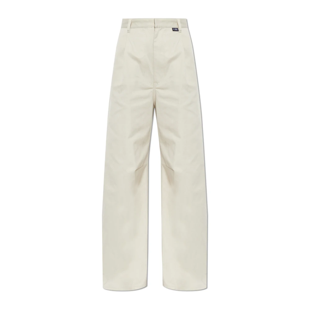 Mm6 Maison Margiela Women's Beige Wide Trousers, S, Wide-Leg Trousers