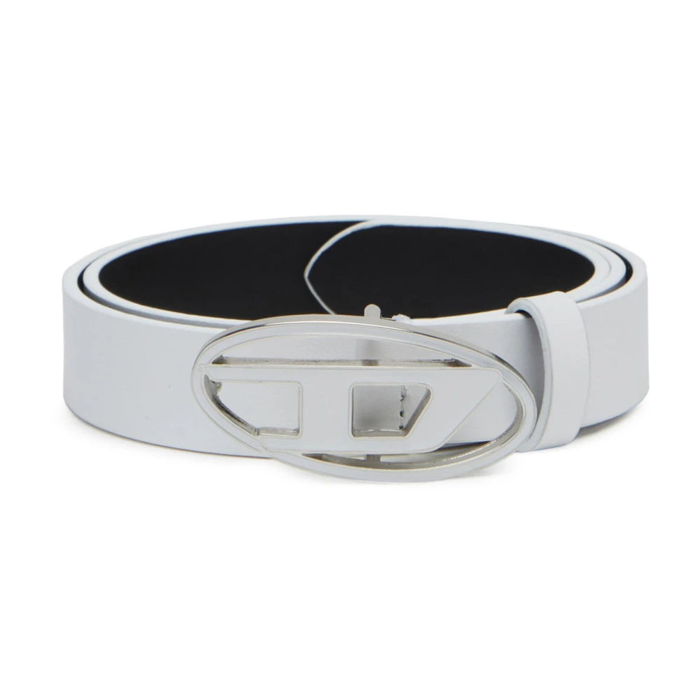 Diesel Leather belt with enamelled buckle White Dames