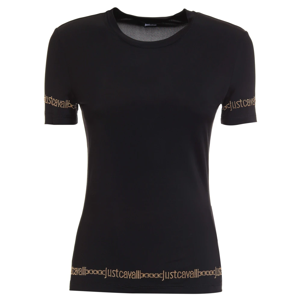 Just Cavalli Glitter Logo T-shirt met korte mouwen Black Dames