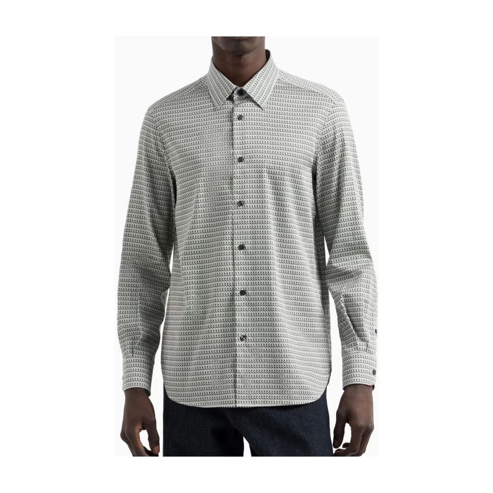 Emporio Armani Wit T-shirt met All-Over Print White Heren