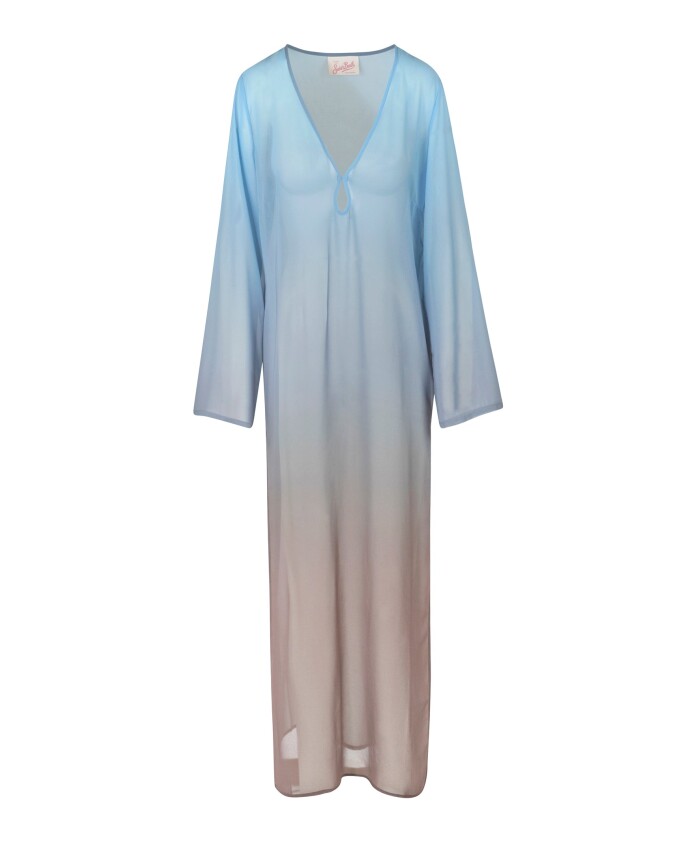 caftan-long-en-georgette-avec-col-en-v